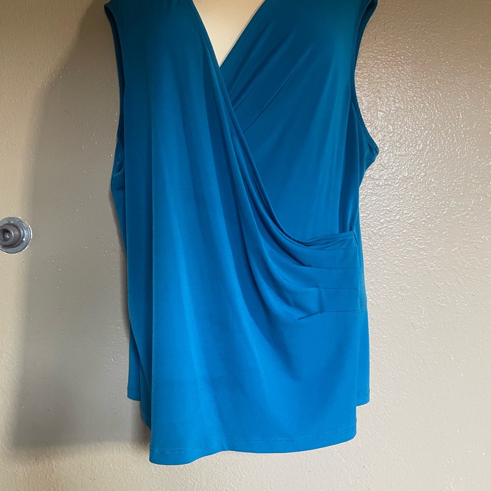 George Blue Sleeveless Wrap Blouse